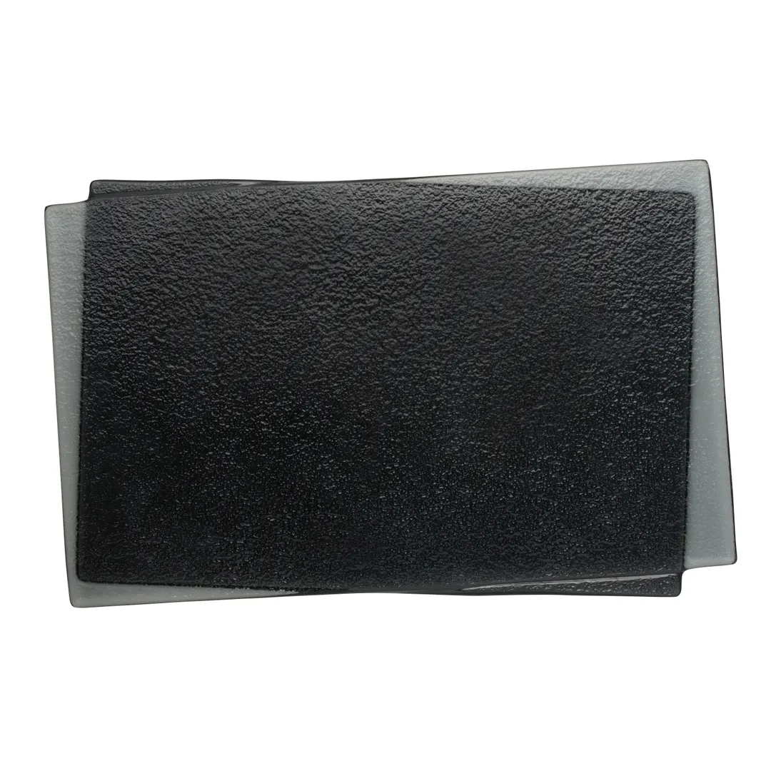 Steelite 6590B932 Rectangular Glass Tray, 9.375" x 6.25" x 0.394", Grays CH Shadows Finish - 6/Case