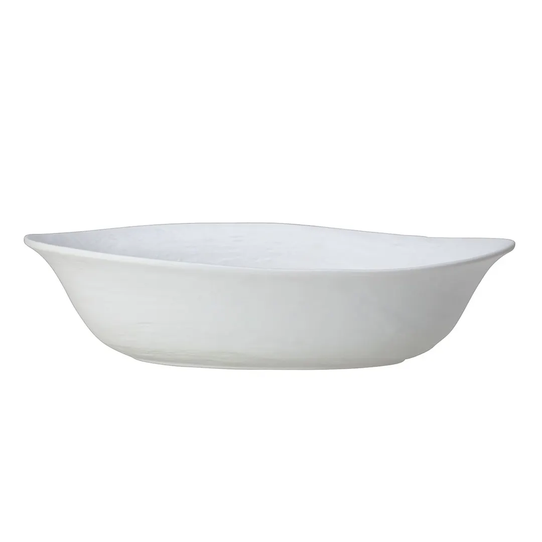 Steelite 68A451EL702 - Oval 80 oz (2 qt) Melamine Plastic Bowl, 15-3/4" x 9-1/2" x 4", White