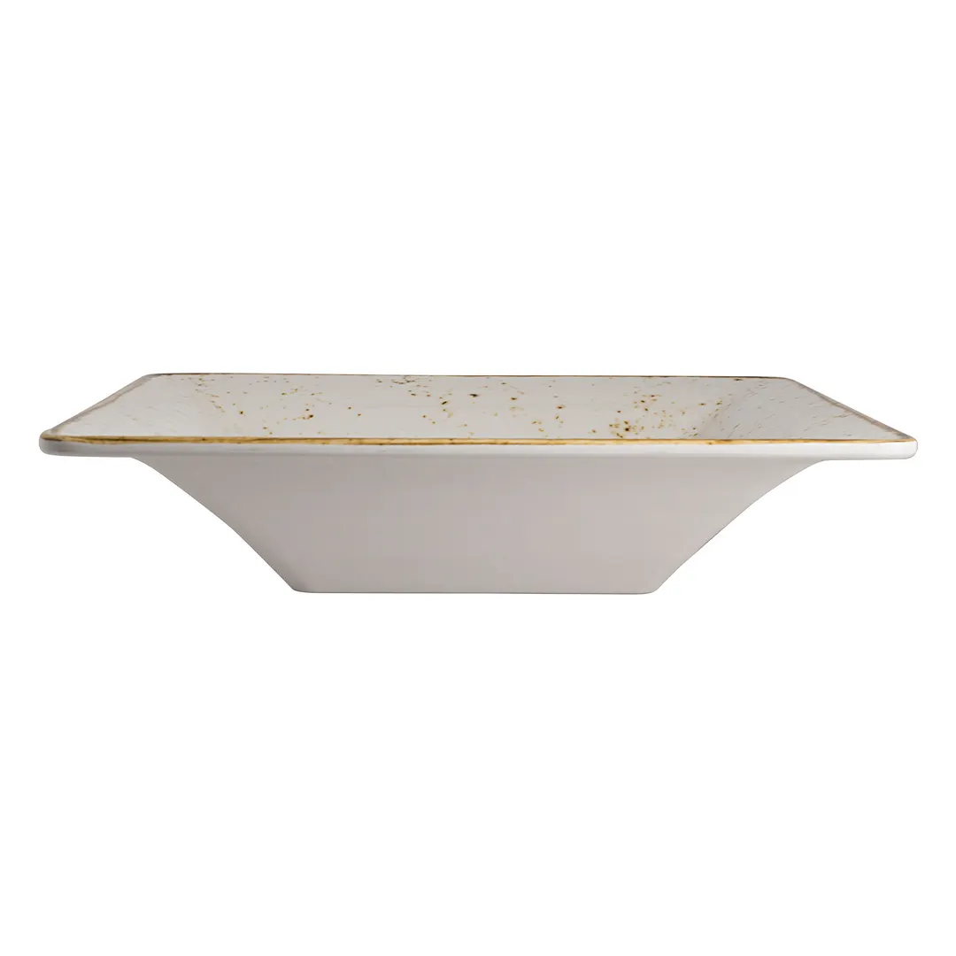 Steelite 68A632EL866 - 5 Quart (160 oz) Melamine Bowl, Square, 15" x 3-1/4", White, 3/Case