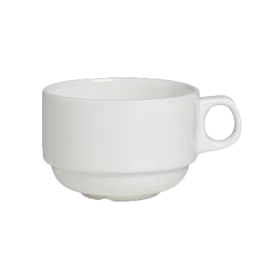 Steelite 6940E6020 - 10 oz Stackable Porcelain Cup, White, 5" Dia. x 2‑1/2" H, - 1 Dozen