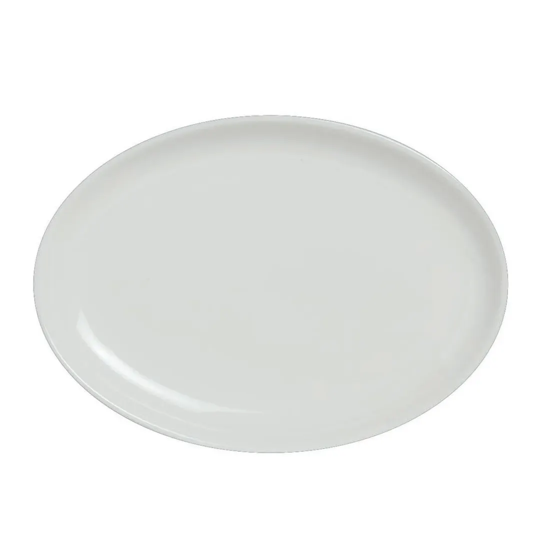 Steelite 6940E641 Porcelain Oval Rim Platter, 13.5" x 8.5", Microwave/Dishwasher Safe - 1 Dozen