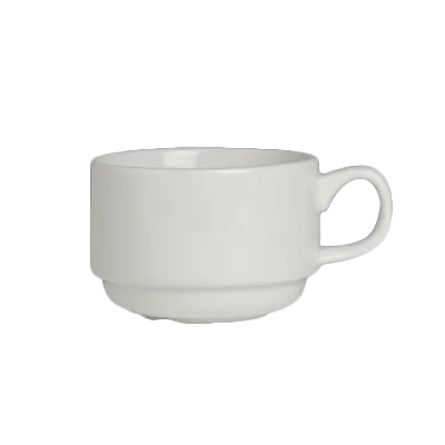 Steelite 6940E689 - 7 oz White Porcelain Cup, 4-3/8" L x 3-3/8" W x 2-1/4" H, Stackable - 1 Dozen