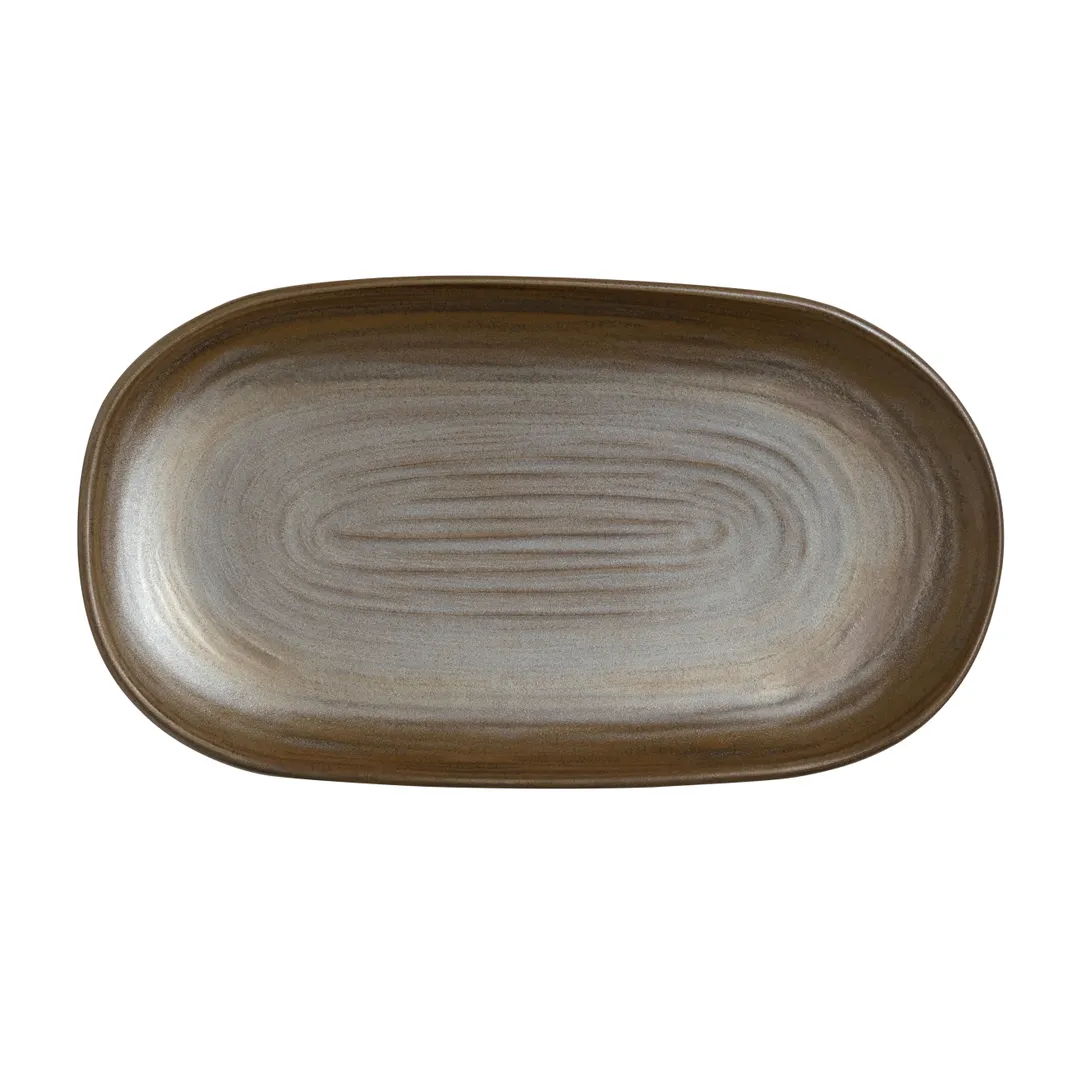 Steelite 6965E6163 Oval Porcelain Platter, 13" X 7" Bronze Finish, Oven Safe To 425°F - 1 Dozen
