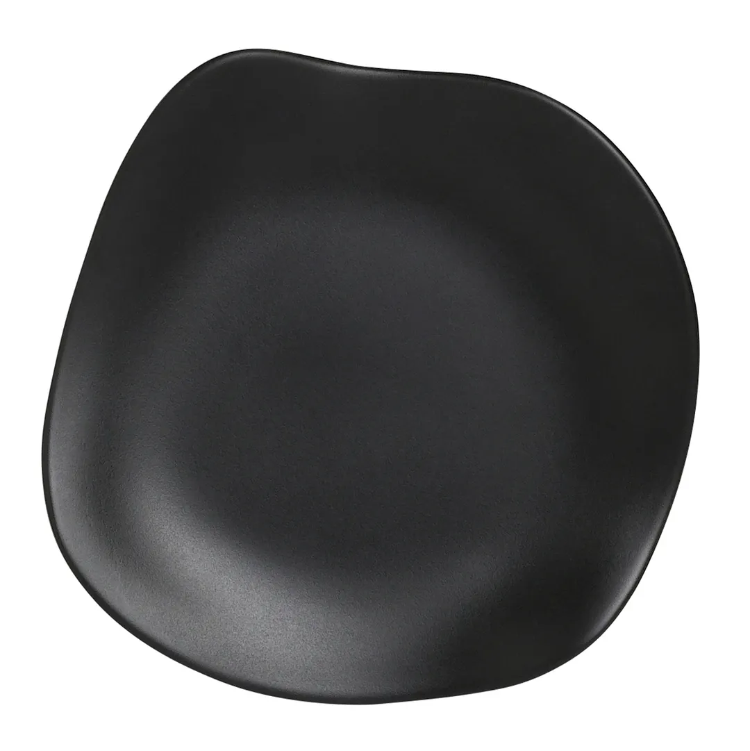 Steelite 7000DD026 - 7¼" Free‑Form Flat Melamine Plate, Black, 240°F, Dishwasher/BPA‑Free - 1 Dozen