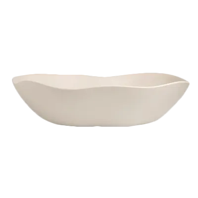 Steelite 7002DD032 - Large Oval Melamine Salad Bowl 17 Qt 22" x 19" x 5-1/2" Beige BPA‑Free - 2/Case
