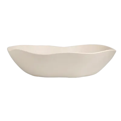 Steelite 7002DD032 - Large Oval Melamine Salad Bowl 17 Qt 22" x 19" x 5-1/2" Beige BPA‑Free - 2/Case