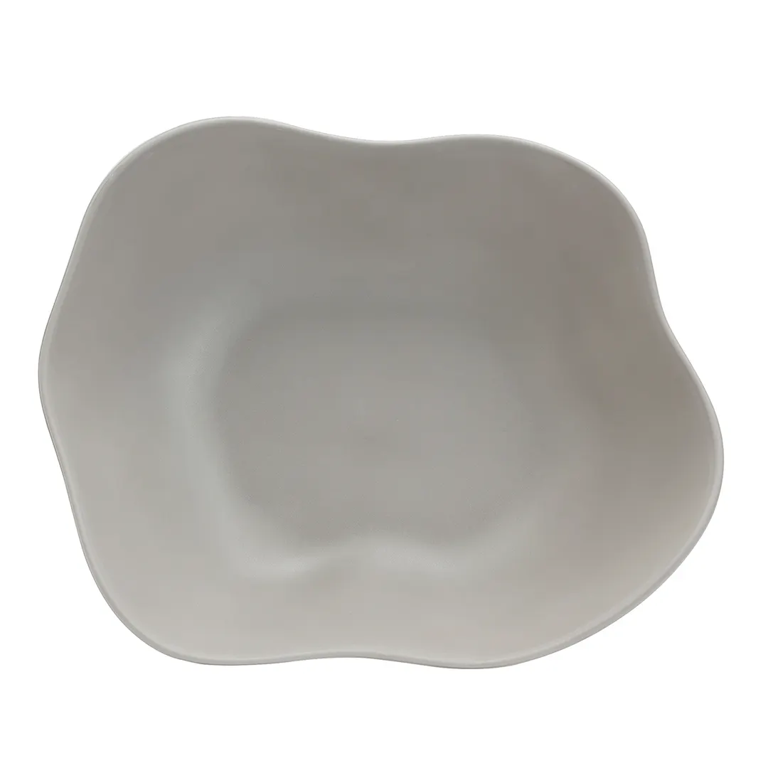 Steelite 7006DD005 - 6.75 Qt Gray Melamine Salad Bowl, Free‑Form 16" x 13" x 5" - 6/Case