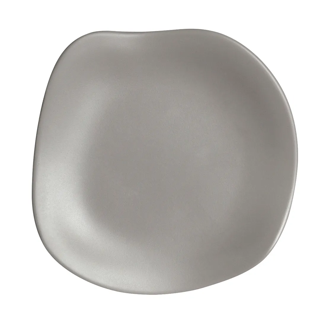 Steelite 7006DD026 - 7.25" Free‑Form Flat Melamine Dinner Plate, Gray, 6‑7" Size Range - 1 Dozen