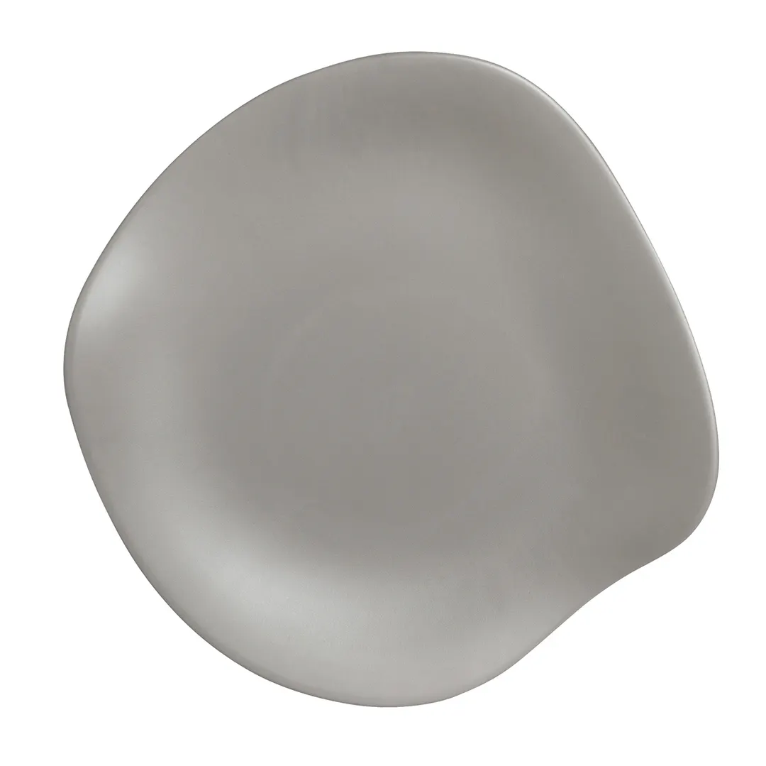 Steelite 7006DD028 - 11.5" Free‑Form Flat Melamine Plate, Gray, 10"‑11" Size, Plastic - 1 Dozen