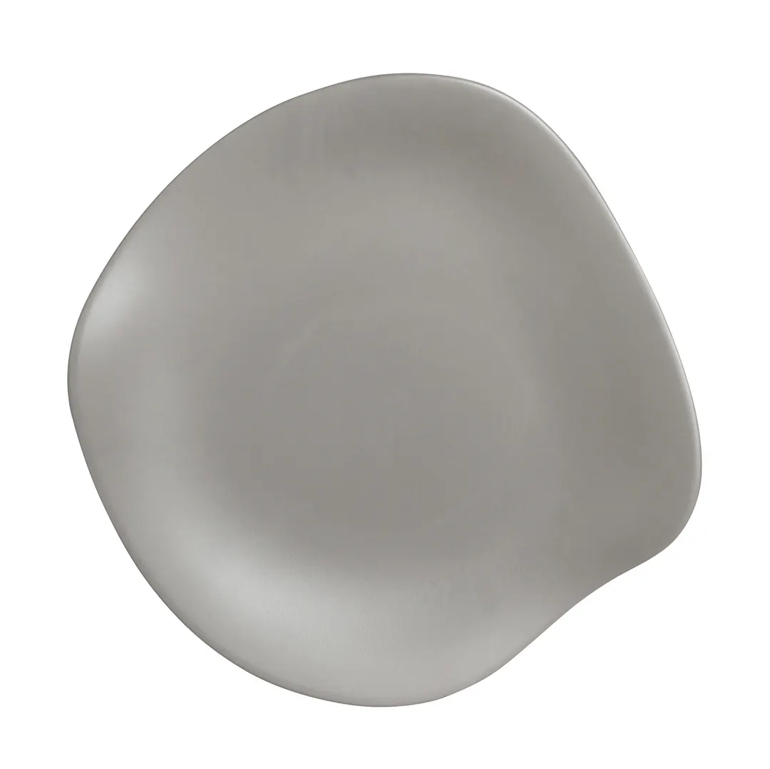 Steelite 7006DD030 - 8.25" Free‑Form Flat Appetizer Plate, Melamine, Gray, 8‑9" Diameter, 1 Dozen