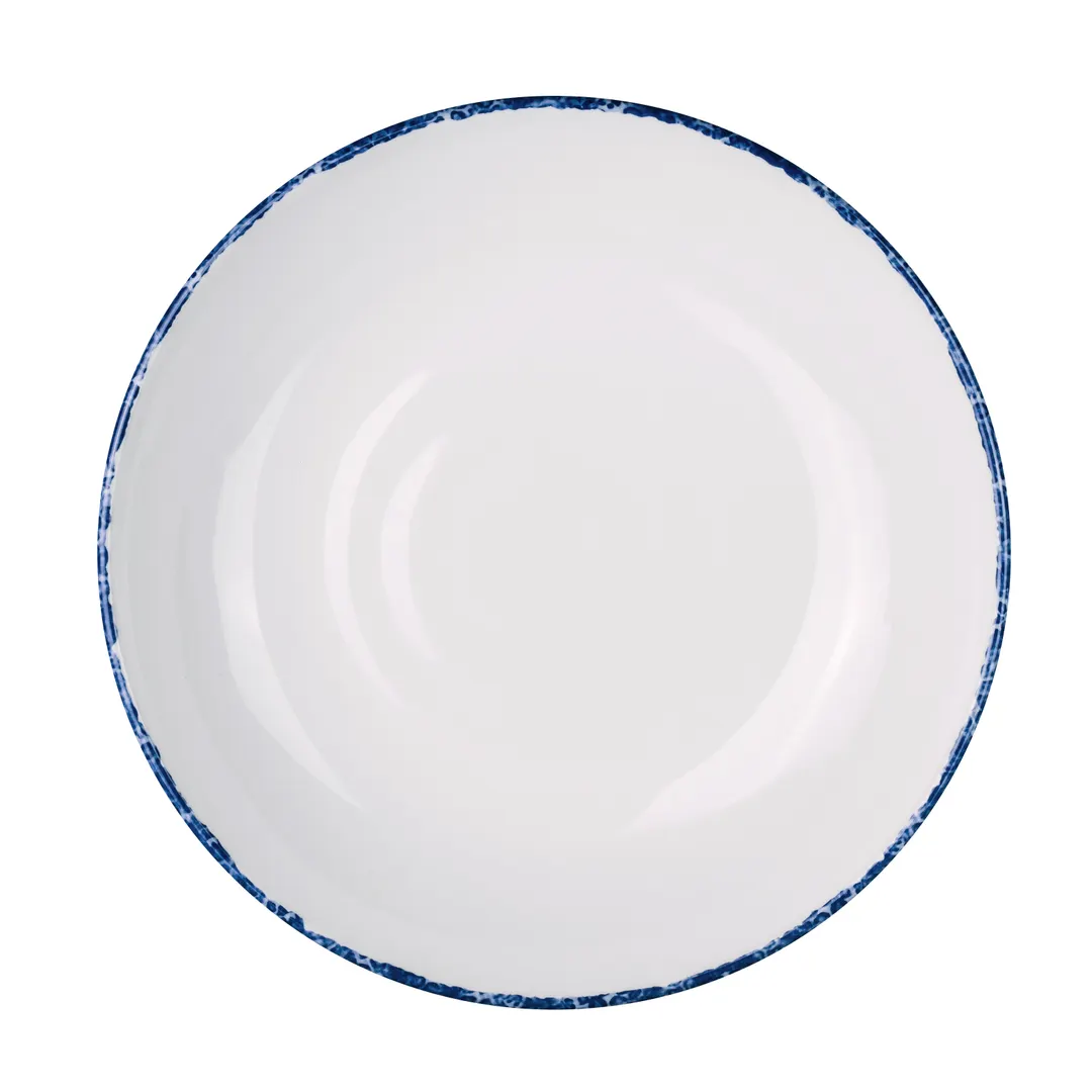Steelite 7068MM302 - 27 oz Blue Dapple Round Melamine Bowl, 8.5" x 1.5", Dishwasher Safe - 1 Dozen