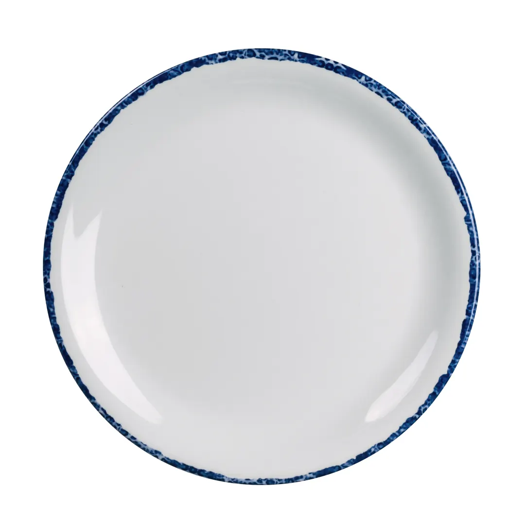 Steelite 7068MM303 - 8" Blue Dapple Coupe Plate, Round Melamine, Dishwasher Safe - 1 Dozen