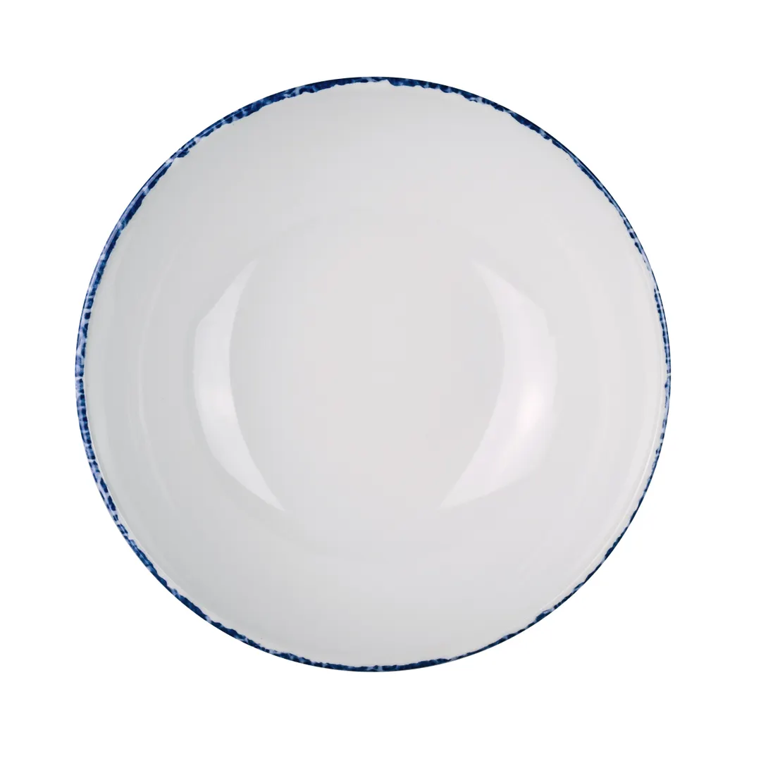 Steelite 7068MM313 - 15 Oz Blue Dapple Melamine Bowl, 6.5" x 2.0", Dishwasher Safe - 1 Dozen
