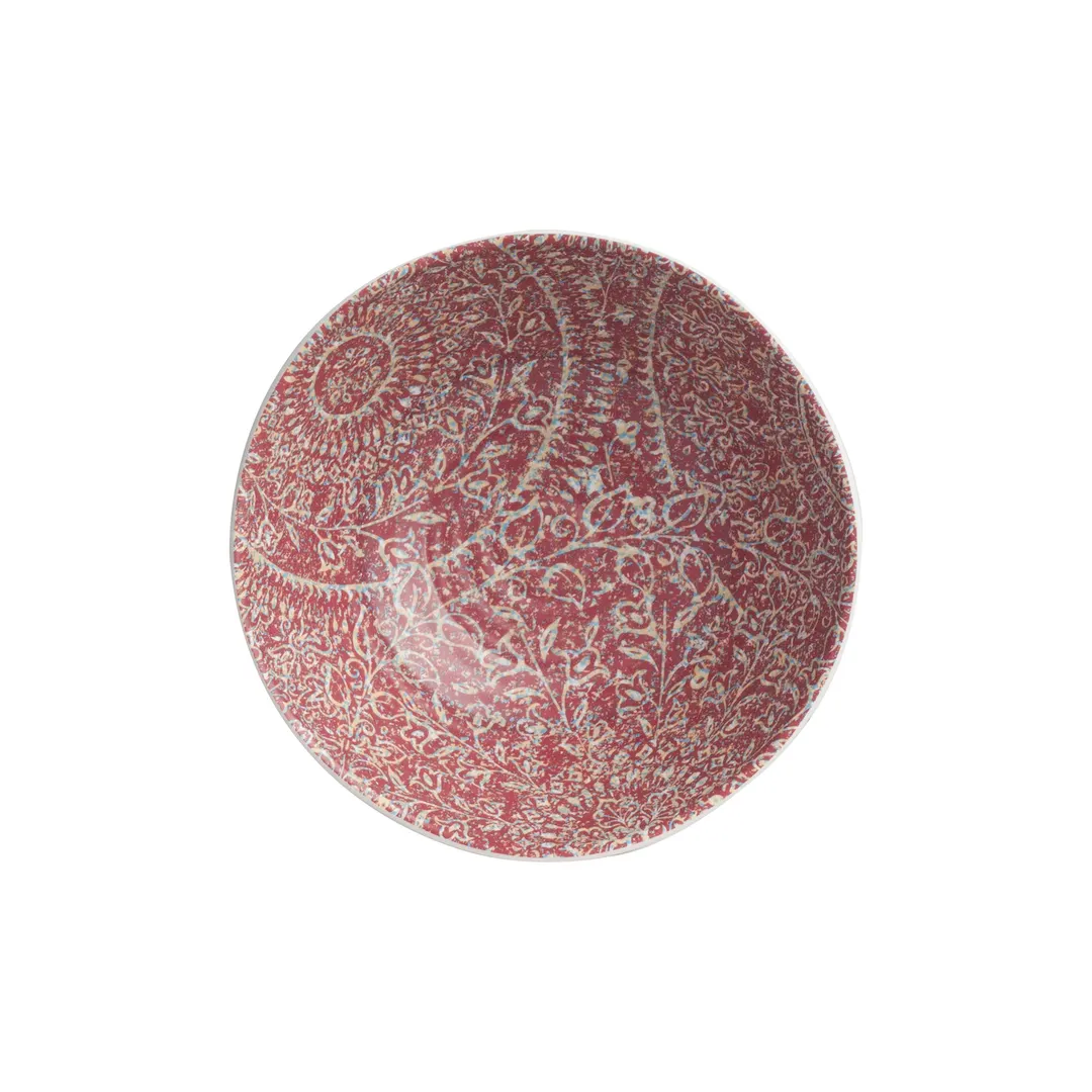 Steelite 7123TM070 - 12.75 Oz Round Melamine Bowl, 5.5" x 2.125" Rubine Design - 1 Dozen