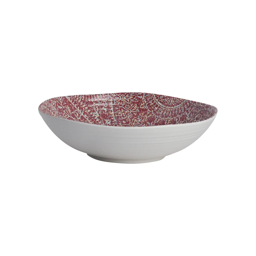 Steelite 7123TM070 - 12.75 Oz Round Melamine Bowl, 5.5" x 2.125" Rubine Design - 1 Dozen