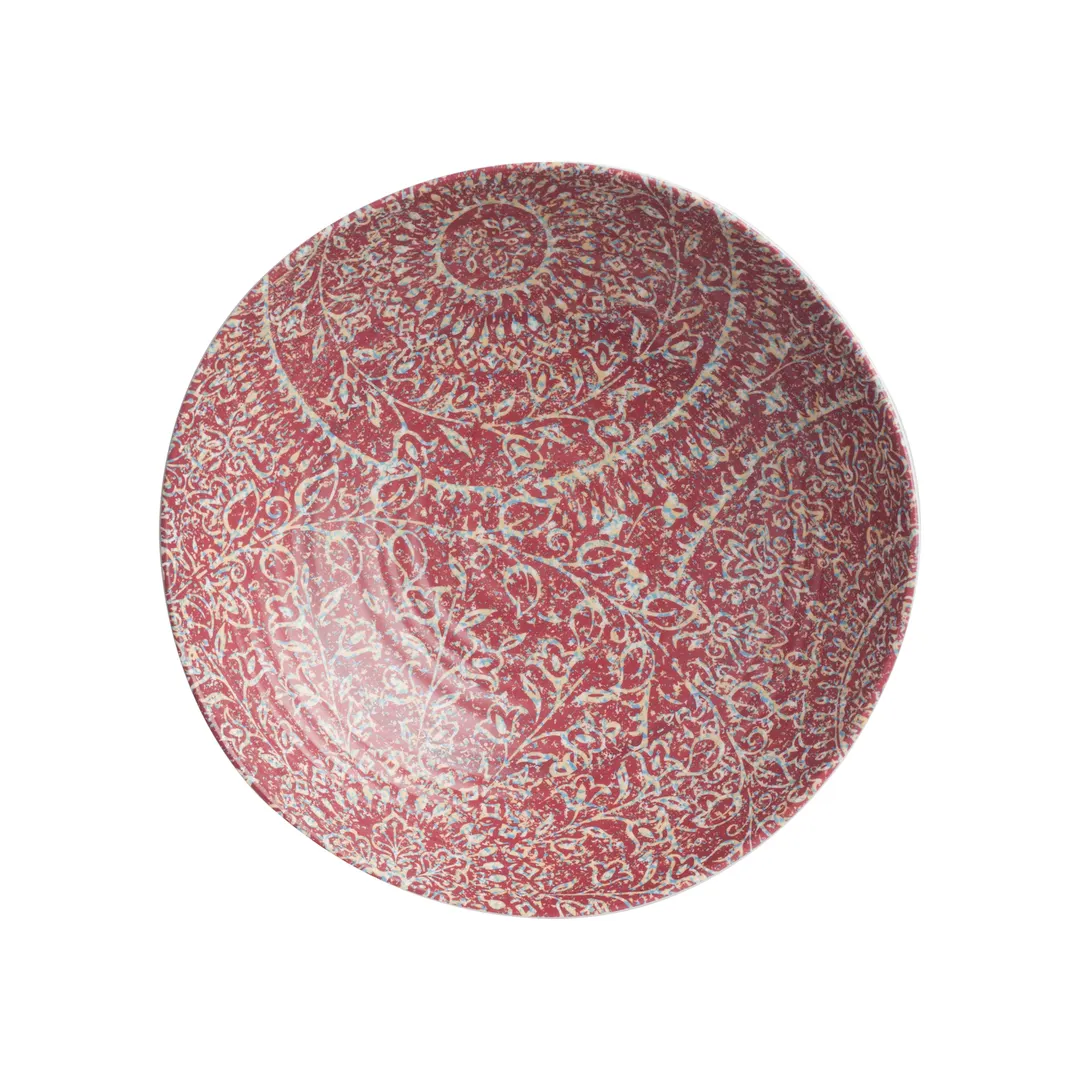Steelite 7123TM072 - 1.5 Qt Round Melamine Bowl, 9.375" x 2.875", Rubine Solano Design, 1 Dozen