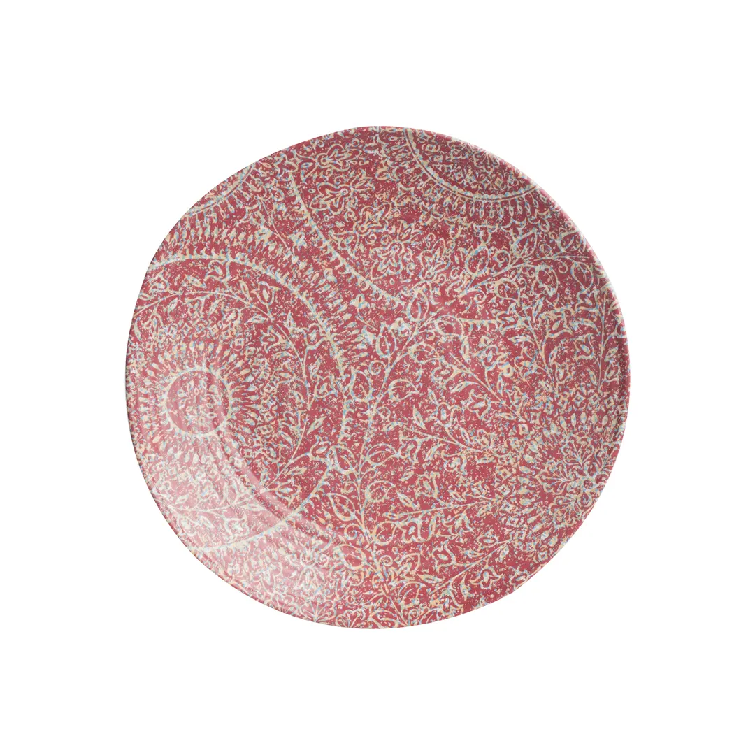 Steelite 7123TM074 Melamine Plate, 9" Round, Rubine Creations Pattern, 8-9" Size - 1 Dozen