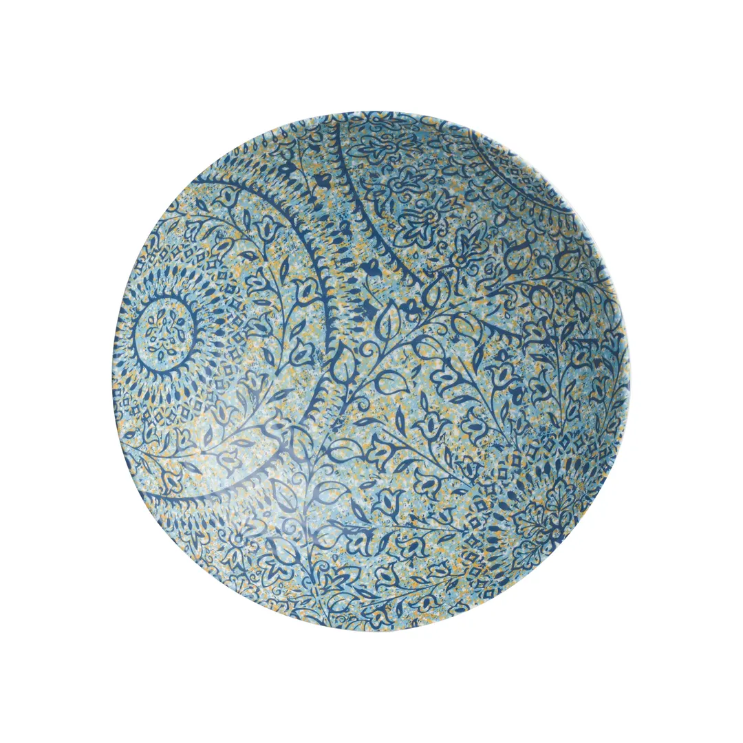 Steelite 7124TM072 - 1.5 Qt Round Melamine Bowl, Azure Design, 9.375" x 2.875", 1 Dozen