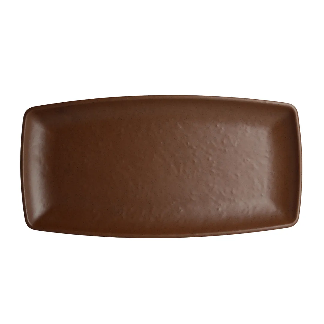 Steelite 7180TM509 Reusable Melamine Rectangle Plate, 13.0" x 6.5" x 1.375", Browns - 1 Dozen