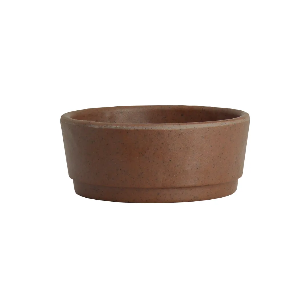 Steelite 7180TM511 Round Melamine Sauce Dish, 2 oz, 2.875" x 1.25" Redwood Finish, Design - 1 Dozen