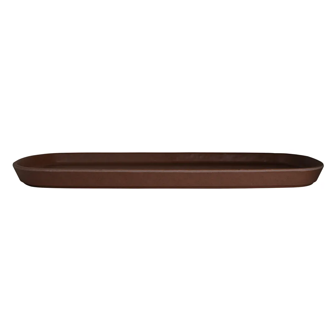 Steelite 7180TM521 Serving & Display Tray, 14.5" x 7" x 1" Melamine, Brown Oblong Shape - 6/Case