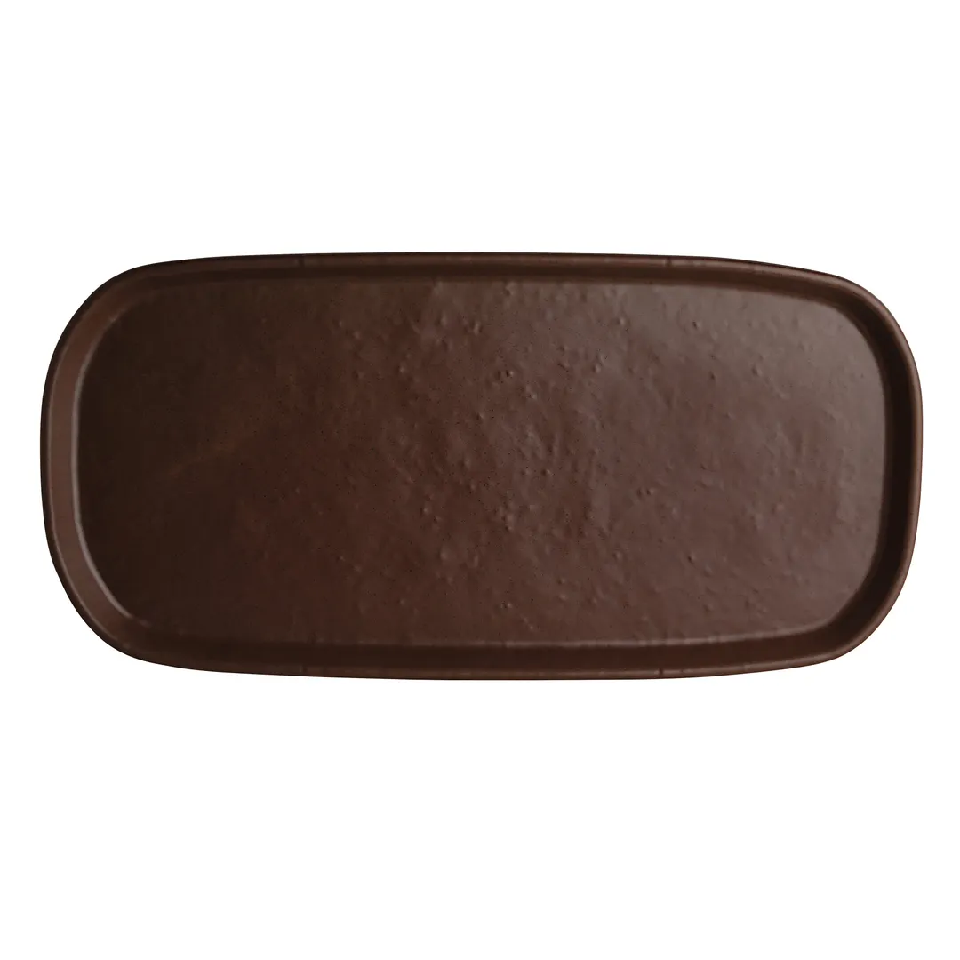 Steelite 7180TM521 Serving & Display Tray, 14.5" x 7" x 1" Melamine, Brown Oblong Shape - 6/Case