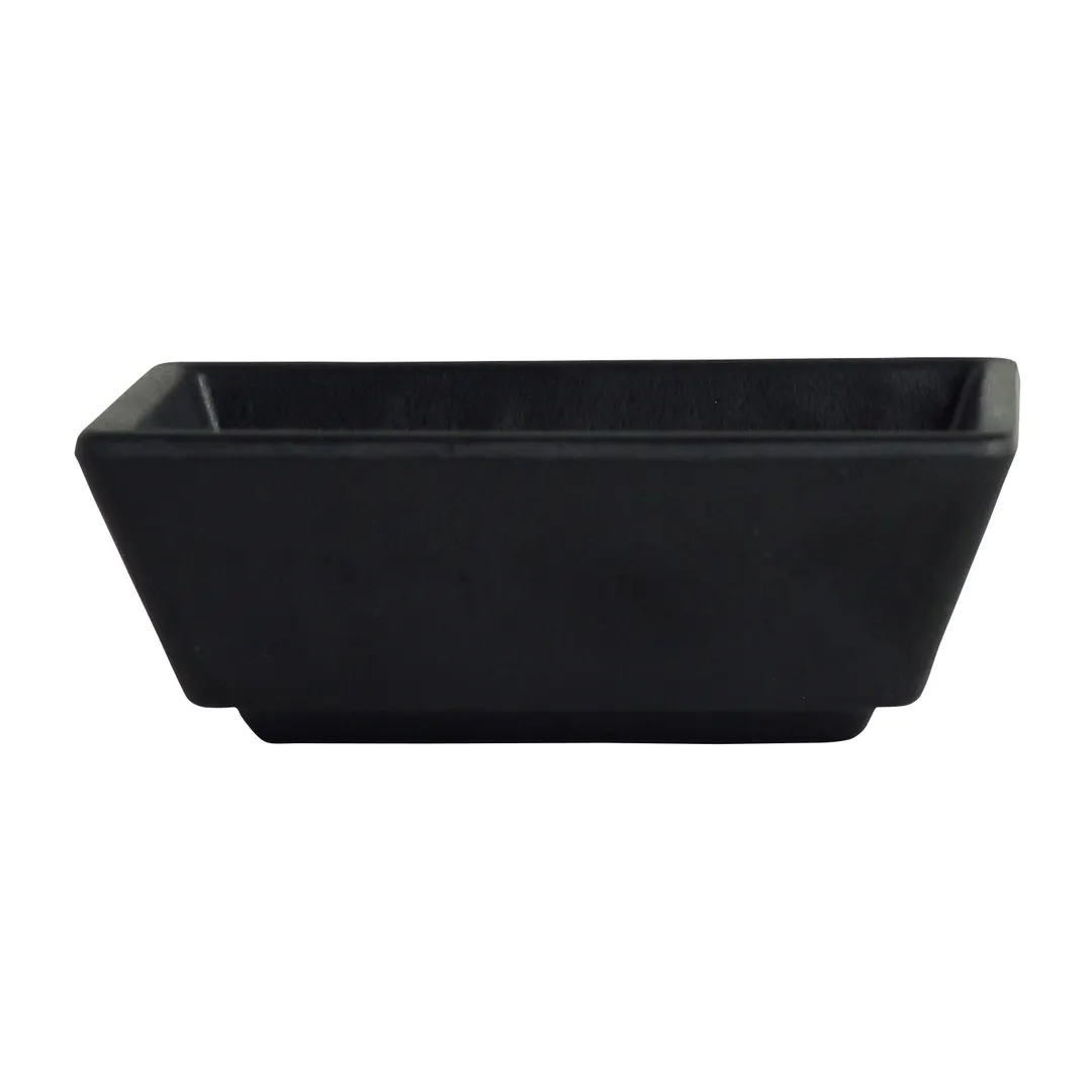 Steelite 7181TM515 - Rectangular Sauce Dish, 2 oz, 3.25" x 2.5" x 1.25" Melamine, Black, 1 Dozen