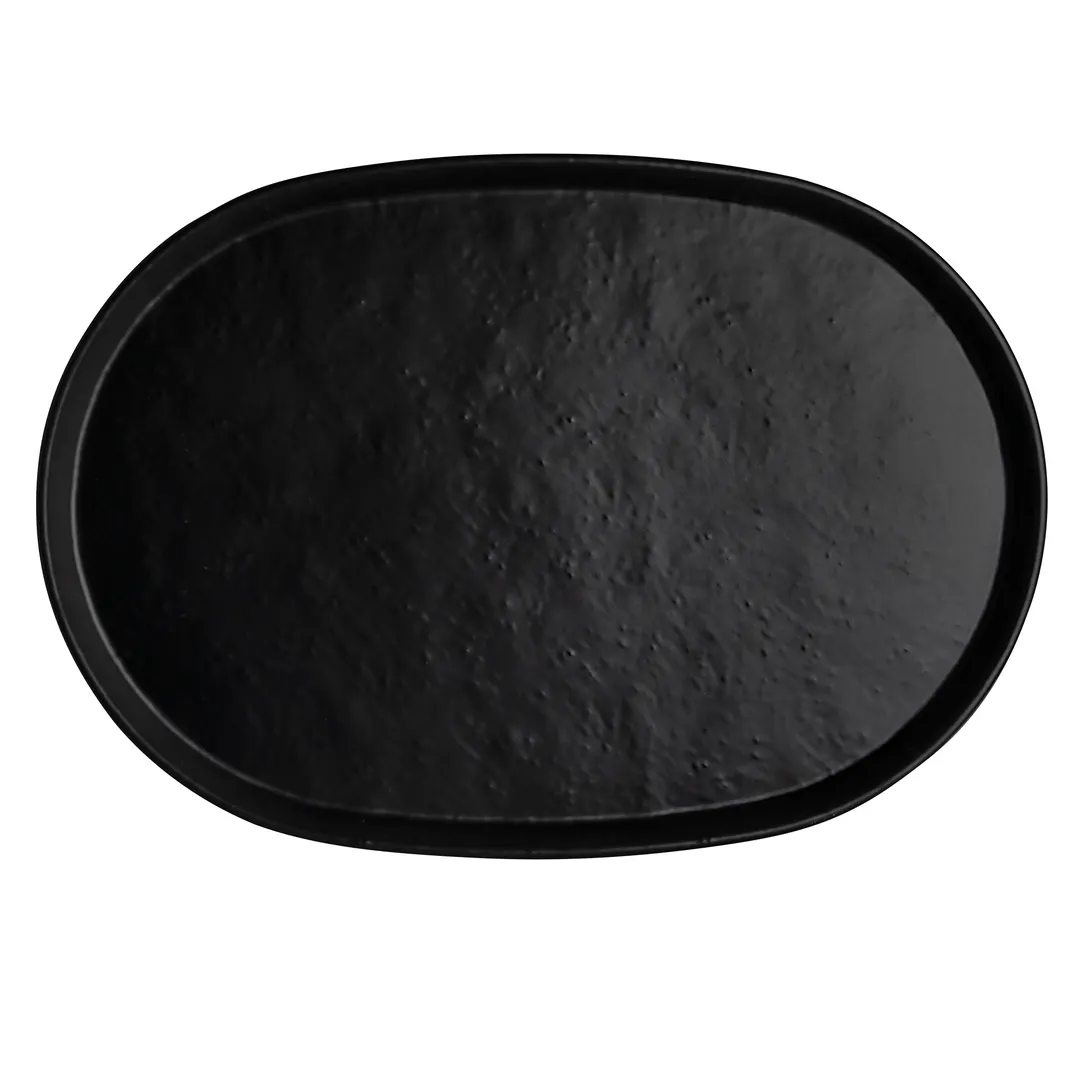 Steelite 7181TM520 Oval Display Tray, 17" x 11.75" x 1" Melamine Black, - 1 Dozen