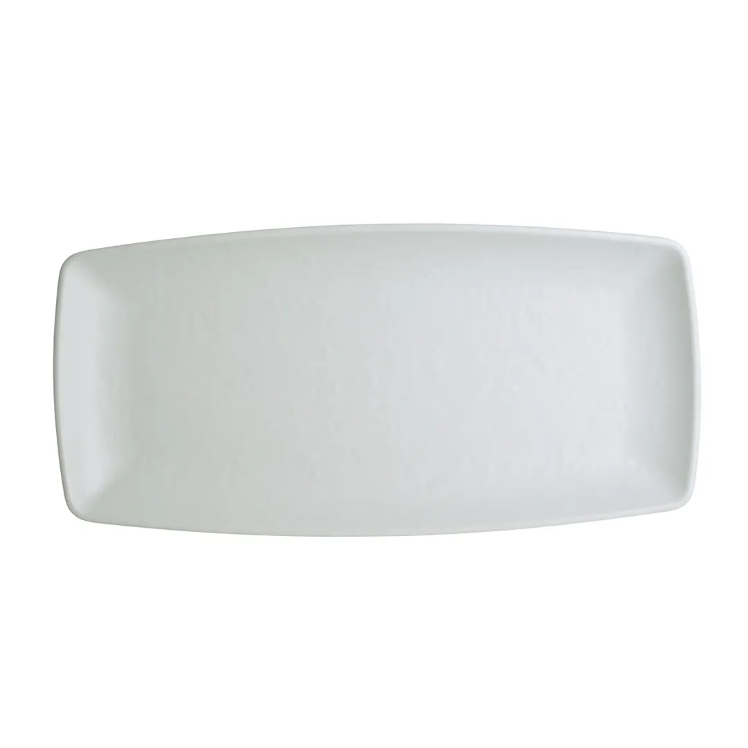 Steelite 7182TM508 - 11.5" x 5.5" x 1.0" White Rectangular Melamine Plate, Cali Contemporary Design - 1 Dozen