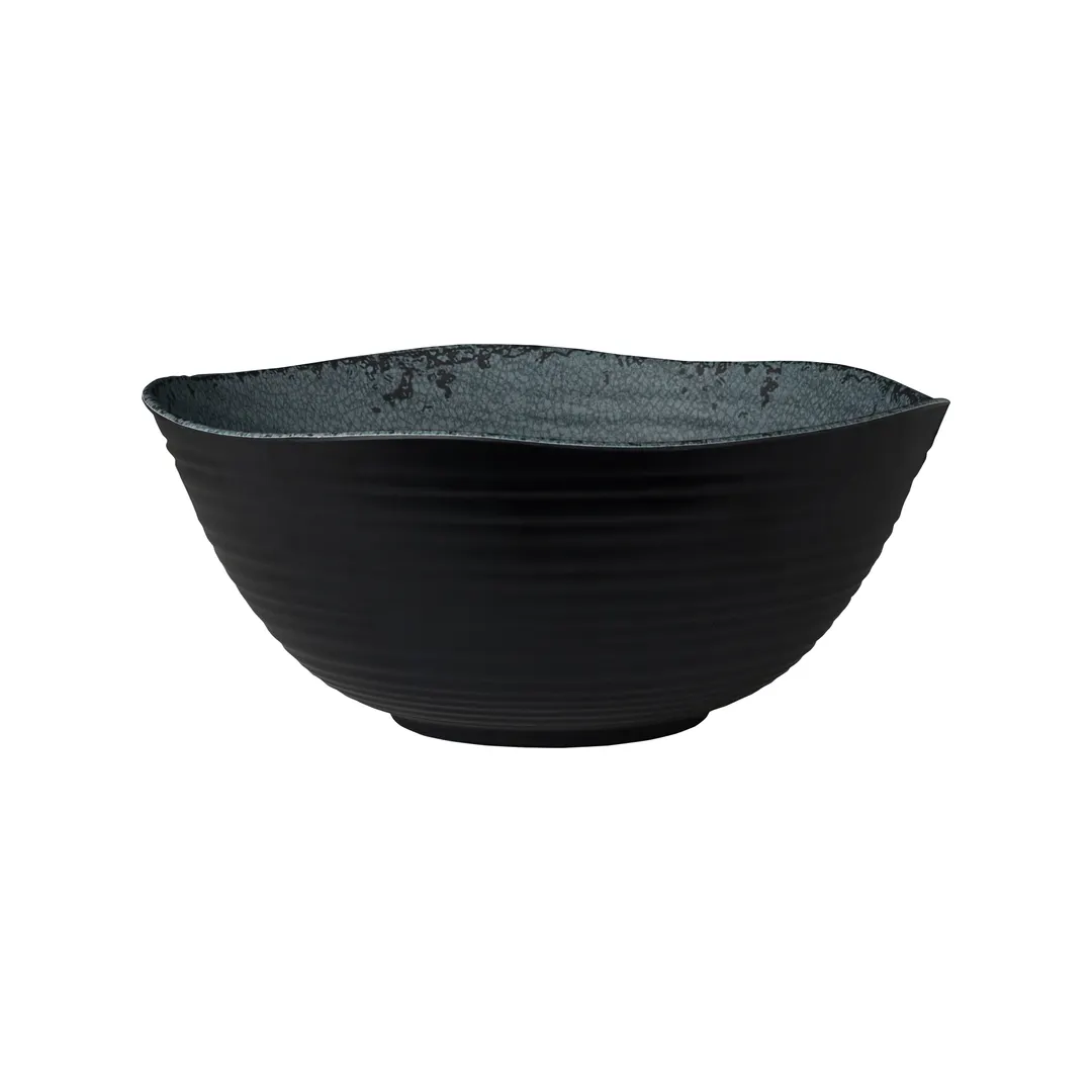 Steelite 7184TM042 - 4 Qt (11.25" Diameter) Black Round Melamine Bowl, Pompeii Slate Finish - 8/Case