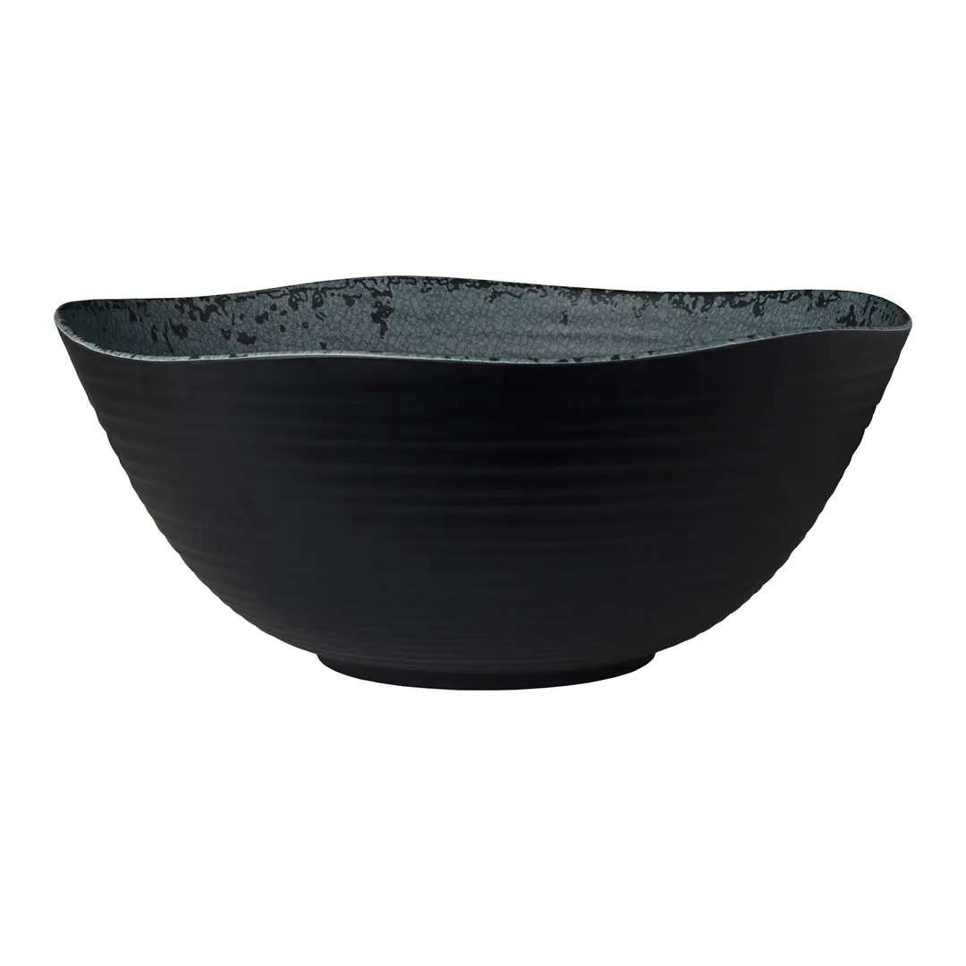 Steelite 7184TM044 - 14" Round Melamine Bowl, 8 Qt (2 Gal), Black Slate, 13"-15" Dia - 4/Case