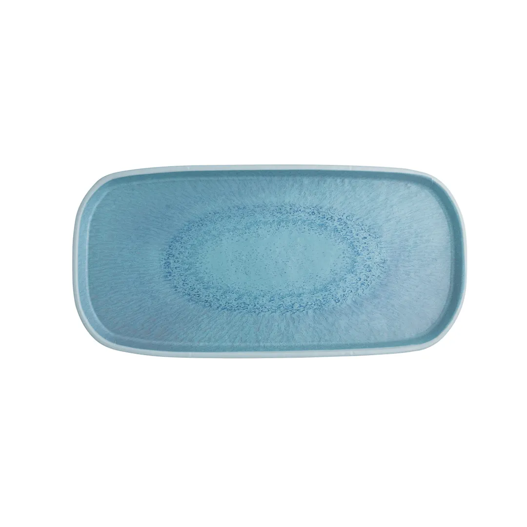 Steelite 7186TM521 Rectangular Serving Tray, 14.5" x 7.0" x 1.0" Melamine, Blue Lagoon - 6/Case