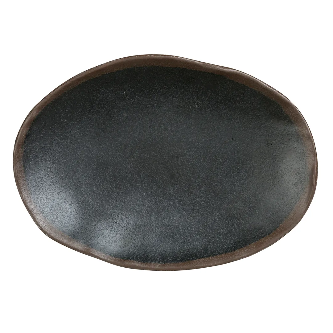 Steelite 7199TM008 - Gray Oval Melamine Plate 9.5" x 6.75" x 1.25" 8"-9" Size Dinnerware - 1 Dozen