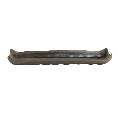 Steelite 7199TM010 Greystone Gray Rectangular Melamine Plate 10.25" x 4.875" x 0.75" - 1 Dozen