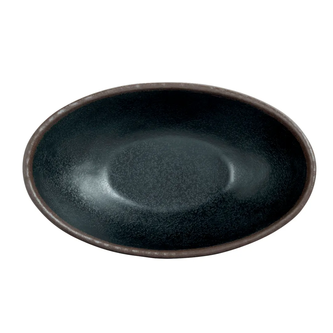 Steelite 7199TM019 - Oval Melamine Bowl, 10 oz 0.31 qt, 6.5" x 4.0" x 2.25", Greystone Gray - 1 Dozen