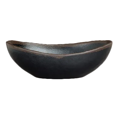 Steelite 7199TM020 - Oval Plastic Bowl, 8.5" x 5.25" x 3" (25 oz), Gray Melamine, 1 Dozen