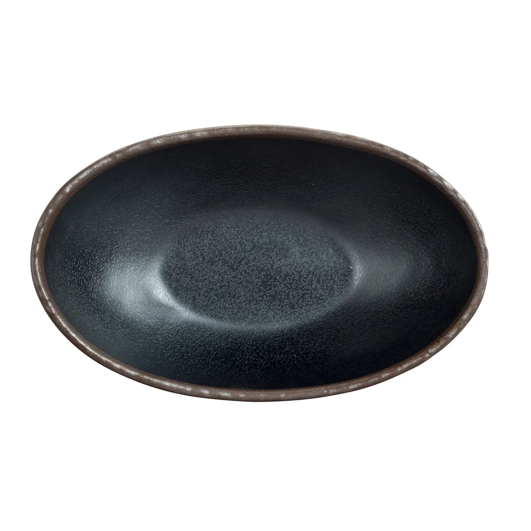Steelite 7199TM020 - Oval Plastic Bowl, 8.5" x 5.25" x 3" (25 oz), Gray Melamine, 1 Dozen