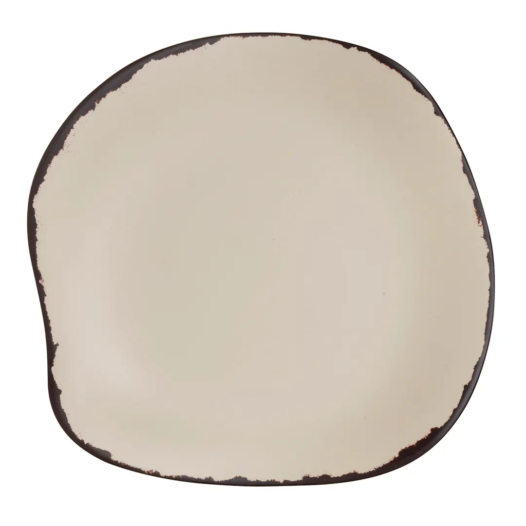 Steelite 7202DD025 - 9.5" Round Coupe Plate, Beige Melamine, 8"‑9" Size, Rustic Finish - 1 Dozen