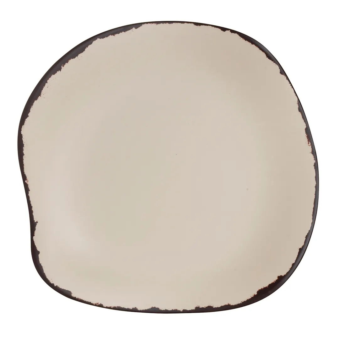 Steelite 7202DD028 11.5" Round Beige Melamine Coupe Plate with Rustic Marisol Finish - 1 Dozen