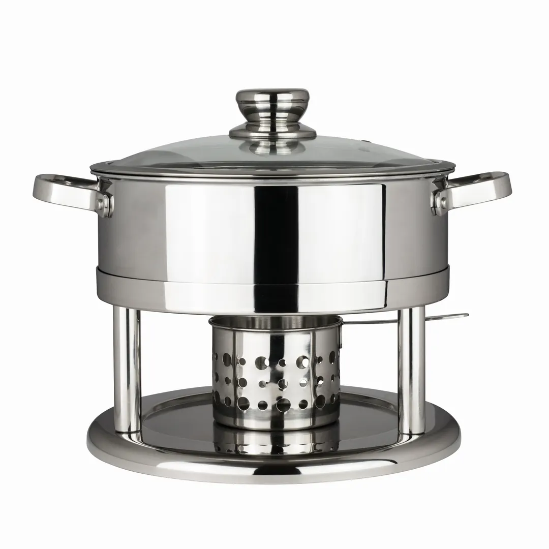 Steelite 7347MW123 - 11‑12 Inch Round Flat Stainless Steel Lid with Handle, 11.0" x 2.5" - 1 Dozen
