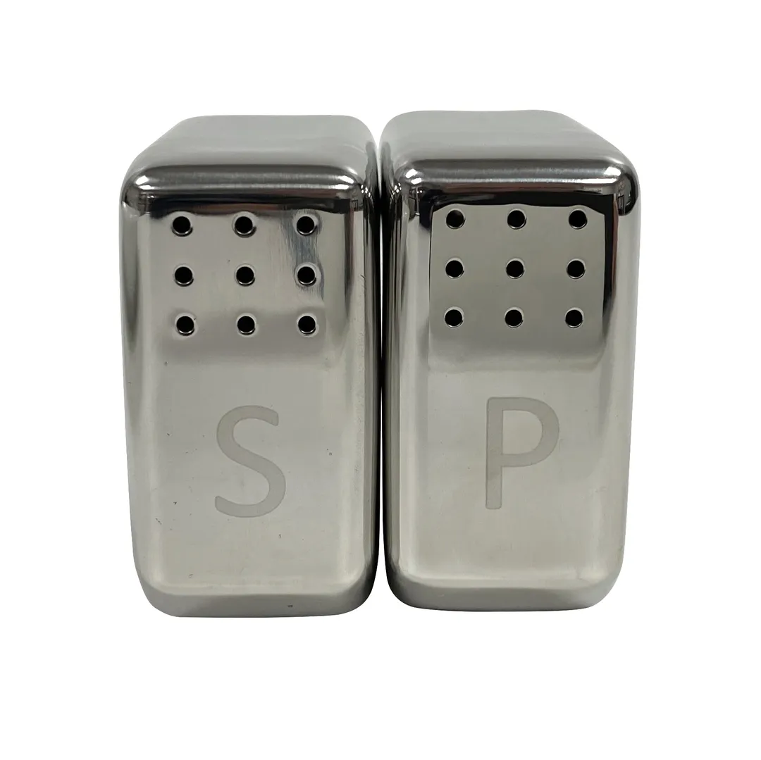 Steelite 7347MW160 Salt & Pepper Shaker, 2 oz, 1.875" x 1.0" x 1.75" Stainless Steel, Set - 1 Dozen