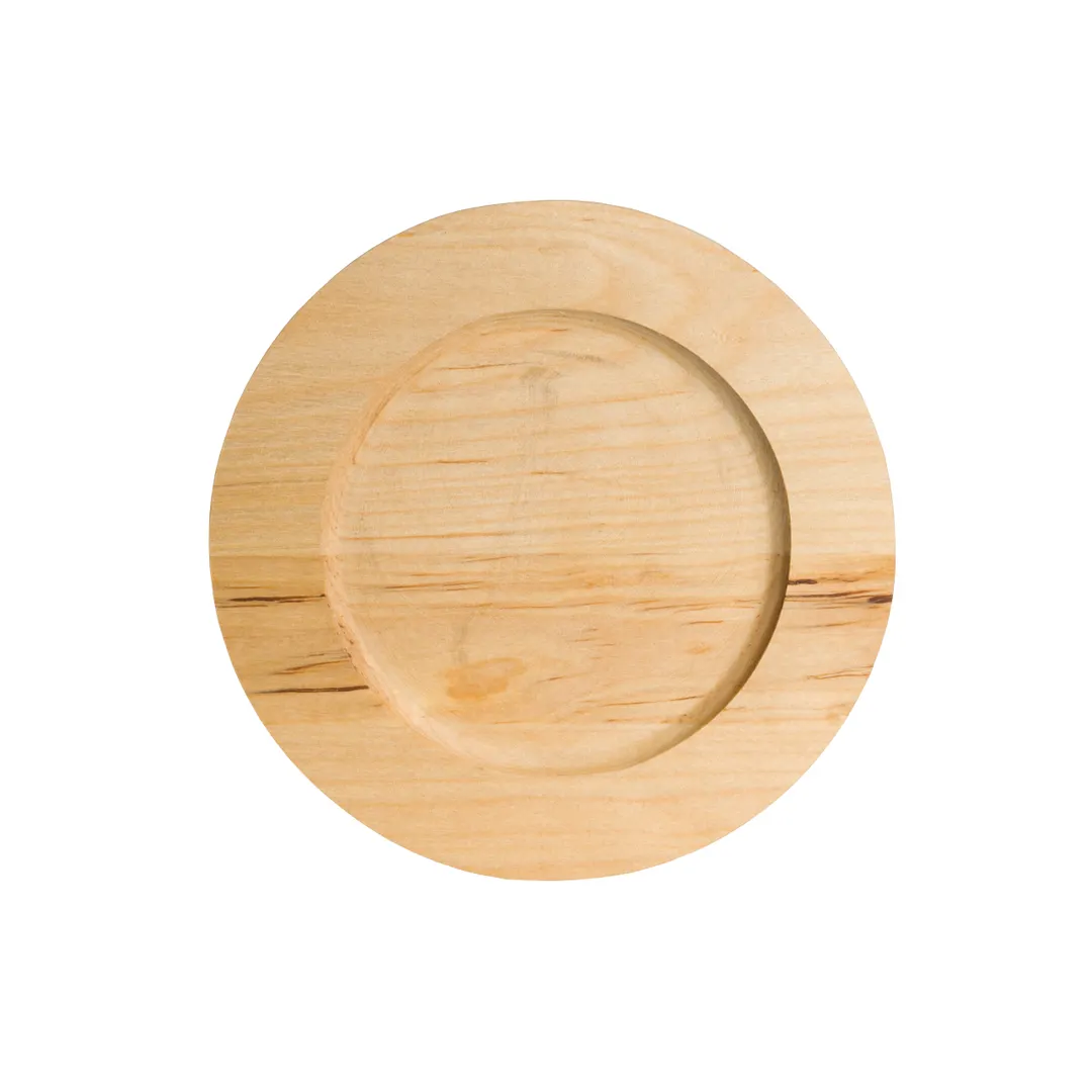 Steelite 7360MW101 Round Wooden Serving Tray, 6" x 6" x 0.625", Natural Finish, Wash Only - 1 Dozen
