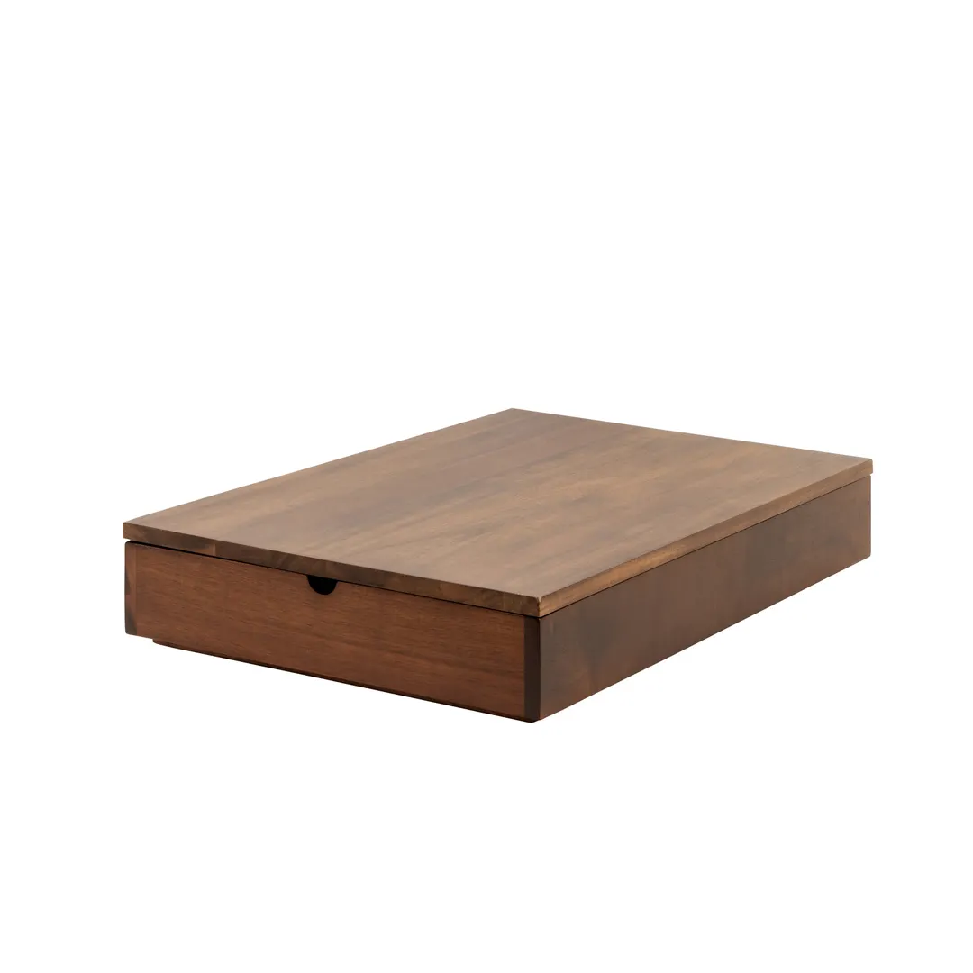 Steelite 7367MW500 Rectangular Wooden Crate, Dark Brown, 21.875" x 13.75" x 3.0" Pivot - 1/Case