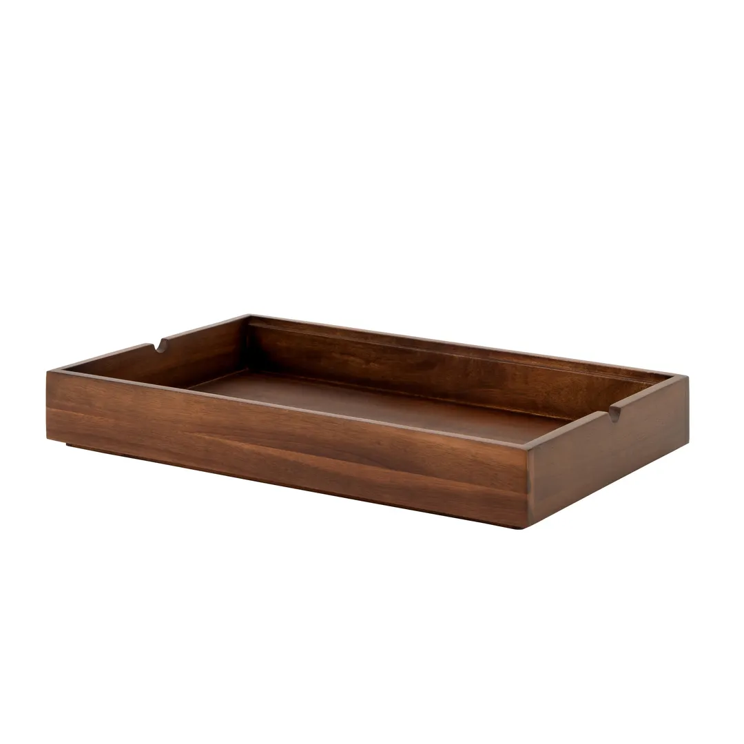 Steelite 7367MW500 Rectangular Wooden Crate, Dark Brown, 21.875" x 13.75" x 3.0" Pivot - 1/Case