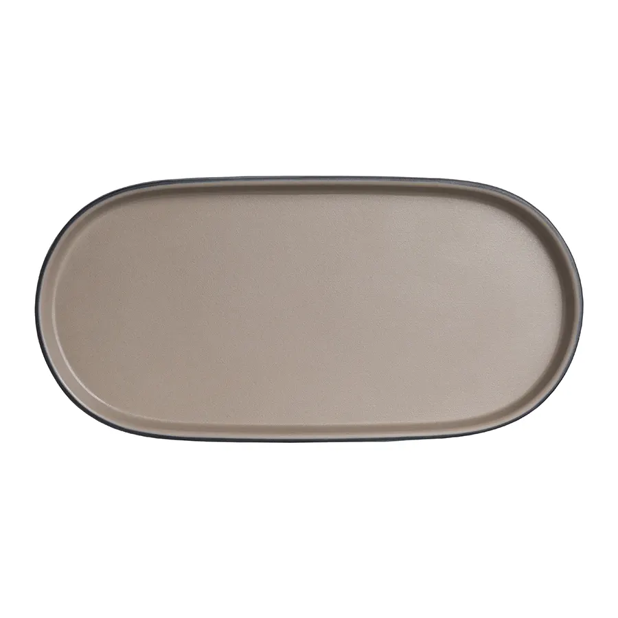 Steelite 7810JB015 - Oval Melamine Plate, 10.25" x 5.0" x 0.75", Tan, Dishwasher Safe - 24/Case