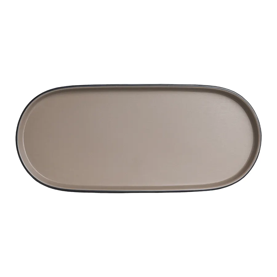 Steelite 7810JB016 - Oval Melamine Plate, 11.375" x 5.0" x 0.875", Tan Sandstone Finish - 24/Case