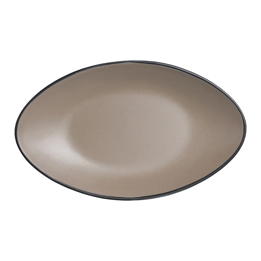 Steelite 7810JB021 Tan Melamine Oval Plate, 9.75" x 5.875" x 1.0", Dishwasher Safe - 24/Case
