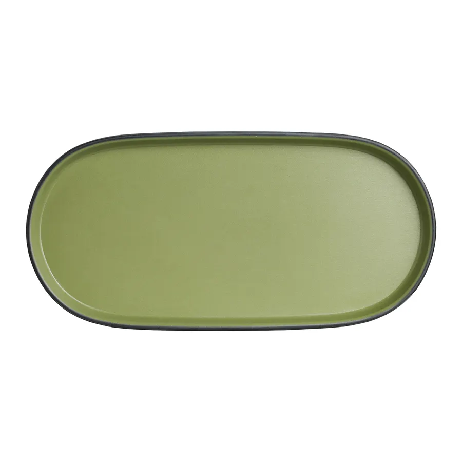 Steelite 7820JB015 Oval Melamine Plate, 10.25"×5"×0.75", Green Baja Cactus, Dishwasher Safe - 24/Case