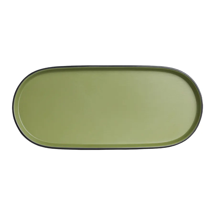 Steelite 7820JB016 Oval Melamine Plate, 11.375" x 5" x 0.875", Greens, Dishwasher Safe - 24/Case