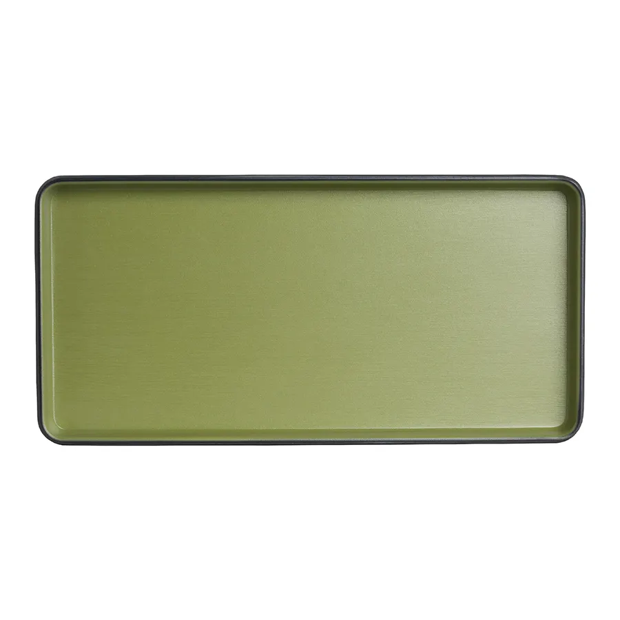 Steelite 7820JB022 - Rectangular Melamine Plate, 9.75" x 4.875" x 0.875", Greens - 24/Case